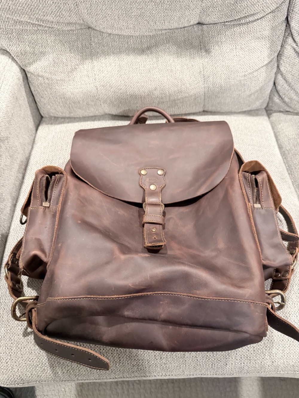 Vintage-Inspired Brown Leather Women's Backpack